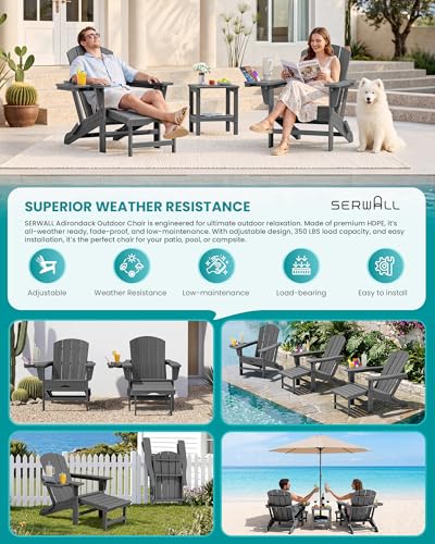 Folding Adjustable Adirondack Chair with Footrest