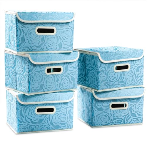 Collapsible Storage Boxes with Lids [5 (5 Count)