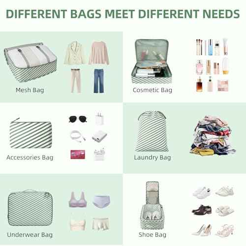 8 Set Packing Cubes Luggage Packing Organizers for Travel Accessories