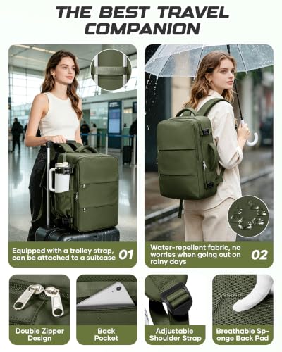 Travel Backpack for Women Men with Compression Vacuum Storage Bag & Electric Pump