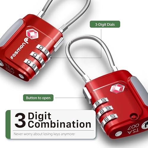 TSA Approved Cable Luggage Locks (2 Count)