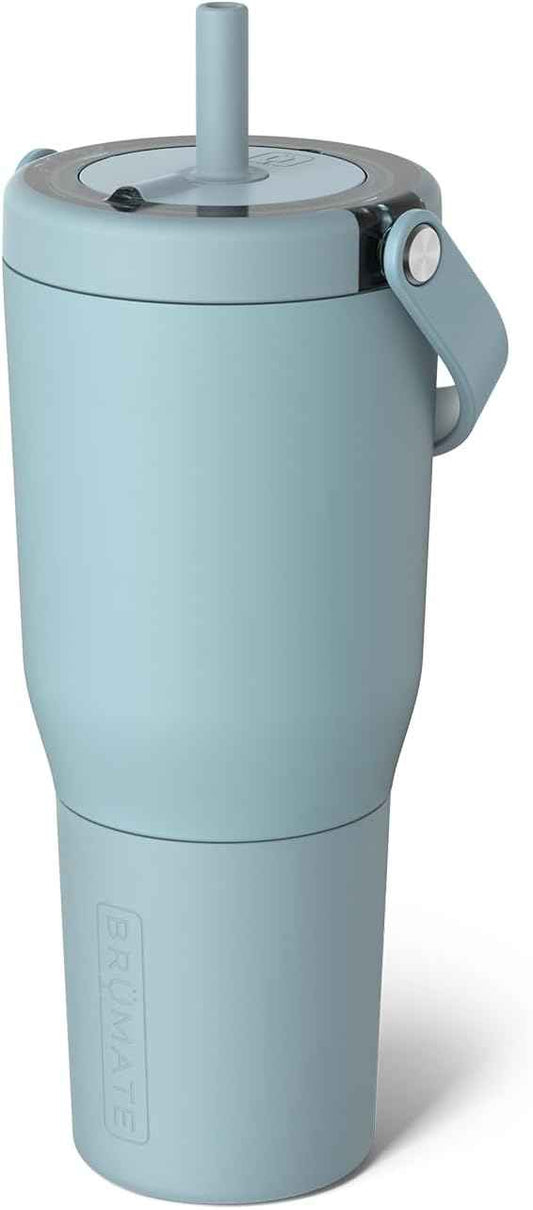 BrüMate Resa 35oz 100% Leakproof Travel Tumbler with Handle & Straw | Flexible SoftSip Straw | Silicone Sleeve for Durability | Stainless Steel | Cup Holder & Travel Friendly Water Bottle | (Mist)