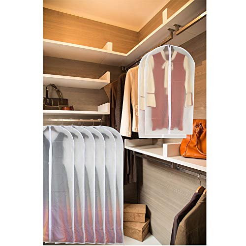 Garment Bag Clear for Long Dress 24'' x 60'' Zippered Garment Bags for Hanging Clothes White Breathable Full Zipper Dust Cover for Clothes Storage Closet Pack Of 6 (6 Count)
