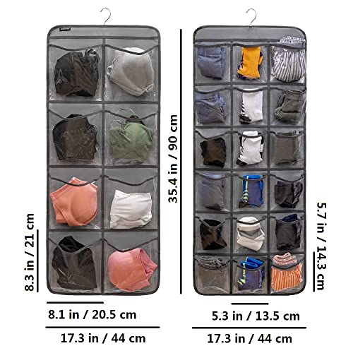 Dual Sided Hanging Closet Organizer for Socks Underwear Bra Kids Storage Organizer for Baby Clothes Toddler Shoes with 26 Pockets