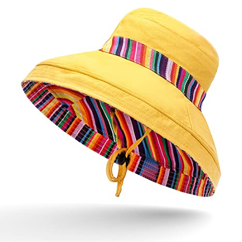 Women Summer Wide Brim Sun Hat Bucket Fishing Hats UV Protection