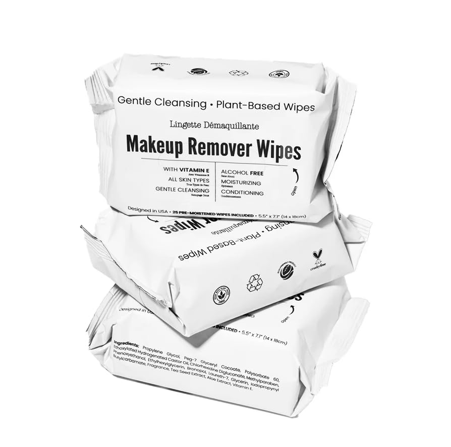 Makeup Remover Wipes Alcohol Free (25 Count)