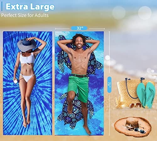 Microfiber Beach Towel with Bag Oversized 71x32 Sand Free 2 Pack (2 Count)