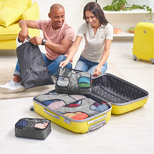 Grey Travel Packing Cubes 5 pcs Luggage Organizer Set for Bag & Suitcase