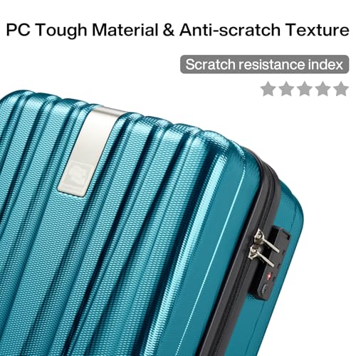 14 Inch Underseat Carry On Luggage with Wheels Hard Shell Suitcases Carry On Bag Lightweight Small Mini Suitcase Tsa Luggage for Travel. Caribbean Blue