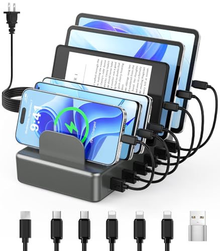 50W 6 USB Port Charging Station for Multiple Devices