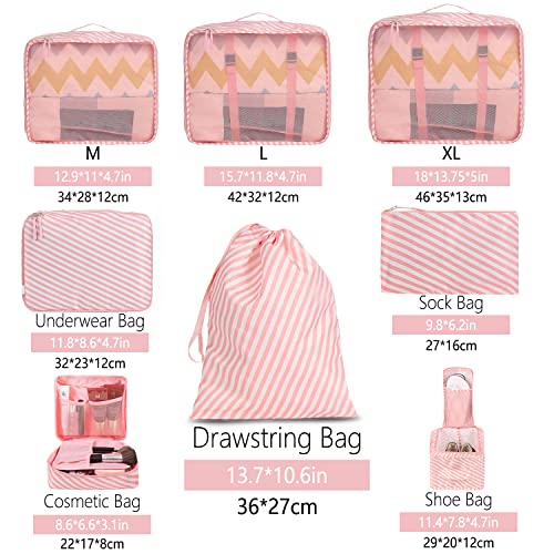8 Set Packing Cubes Luggage Packing Organizers for Travel Accessories