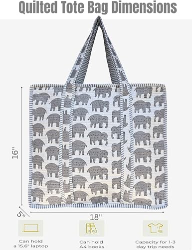 100% Cotton Quilted Tote Bag For Women