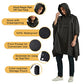 Hooded Rain Poncho Waterproof Raincoat Jacket for Men Women Adults with Pocket