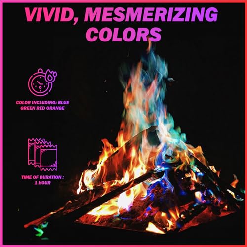 12 Pack Colorful Flames Color Fire Packets Fire Pit for Campfire