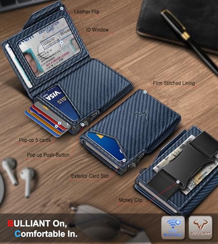 Men Slim Leather Wallet Metal Case Money Clip