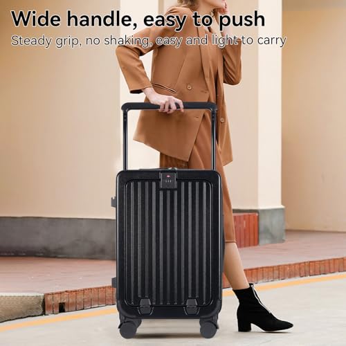 SOKOK Carry On Luggage Wide Handle Suitcase with Front Pocket 20Inch