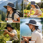 Sun Bucket Hats for Men Women Fishing Hat with Neck Flap Grey