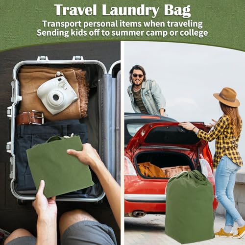 Canvas Laundry Bags with Handles & Square Base 13.8"Wx13.8"Dx27.6"H