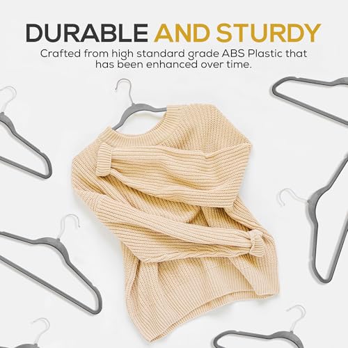 Premium Velvet Hangers 50 Pack Ultra Thin Non Slip Adult Felt Space Saving Slim Suit Hanger for Closet Heavy Duty Coat Pants Jackets Dress Hangers 360° Swivel Hook Hold Upto 10 lbs Gray (50 Count)