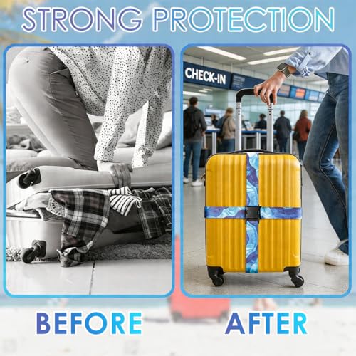 4 Pack Luggage Straps for Suitcases Adjustable Luggage Belt Suitcase Strap Travel Bag Accessories (4 Count)