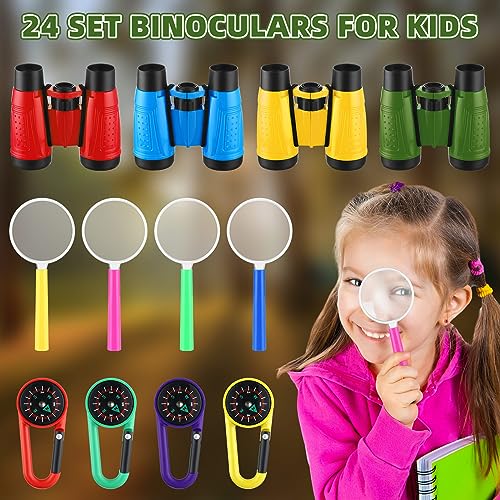 24 Pack Christmas Kid Mini Binocular Compass Magnifying Glass Set for 3