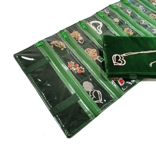 Travel Jewelry Roll Bag Portable Organizer Pouch With Grids&PVC Cover Storage Bags for Necklace
