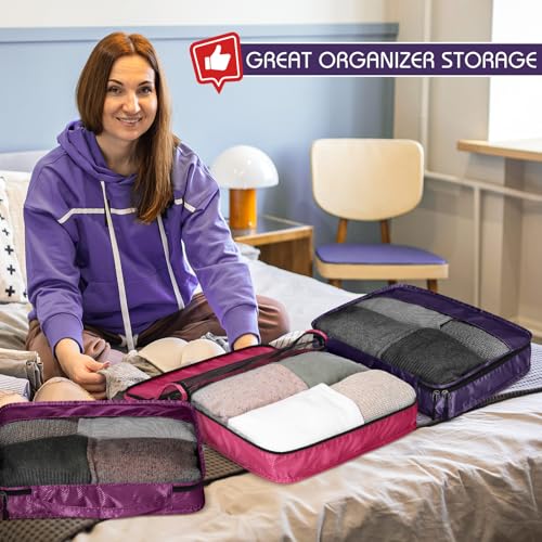 5 Pcs Packing Cubes for Suitcase Large Travel Cubes Carry on Luggage Organizer Bags for Clothes Accessories (5 Count)