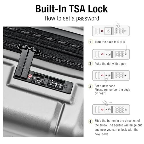 Carry On Luggage 22x14x9 Airline Approved Hardshell 20 Inch with TSA Lock Carry On Suitcase with Wheels Small Travel Rolling Luggage with Cup Holder for Women Men Silver