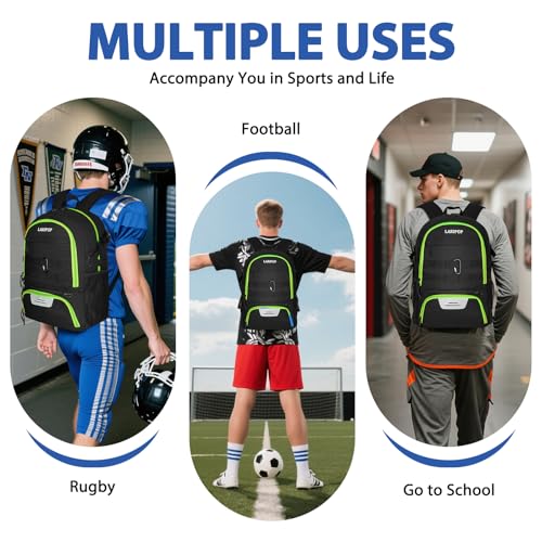 Soccer Backpack Bag with Ball Holder Ventilated Shoe Compartment Large Capacity Sports Gear Bag for Basketball Volleyball Gym