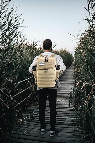 Military Tactical Backpack for Men and Women 45L Army 3 Days Assault Pack Bag Large Rucksack with Molle System Cream