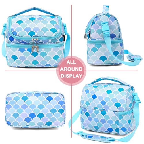 Double Decker Cooler Insulated Lunch Bag Large Tote for Boys