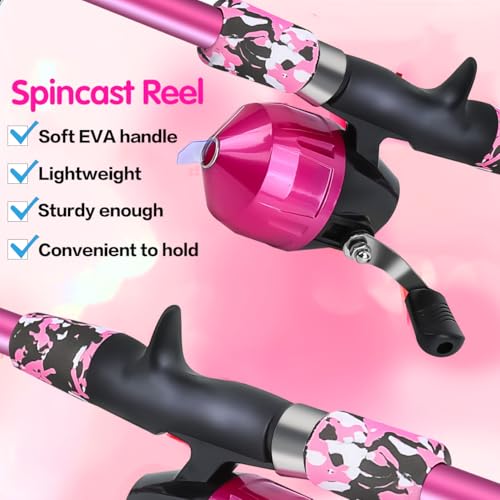 Collapsible Telescopic Fishing Rod and Reel Combo Push Button Small Fishing Pole Kit Beginner Youth Girls Fishing Starter Set Tackle