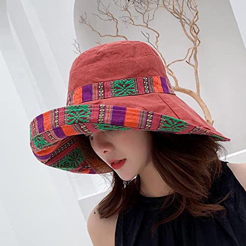 Women Summer Wide Brim Sun Hat Bucket Fishing Hats UV Protection