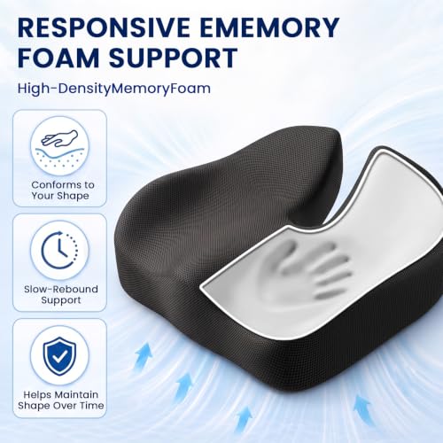 Seat Cushion XL Large Memory Foam Cushion for