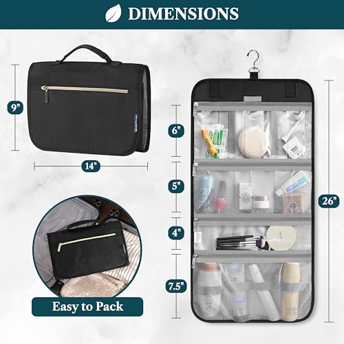 Hanging Toiletry Bag for Women Men Foldable Travel Organizer