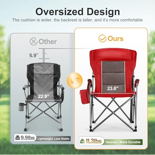 Oversized Camping Chairs High Back Heavy Duty Lawn Chair 500LBS