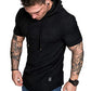 Mens Fashion Hoodies Sport Pullover Solid Color Shirt Workout Lightweight Tops Black XX