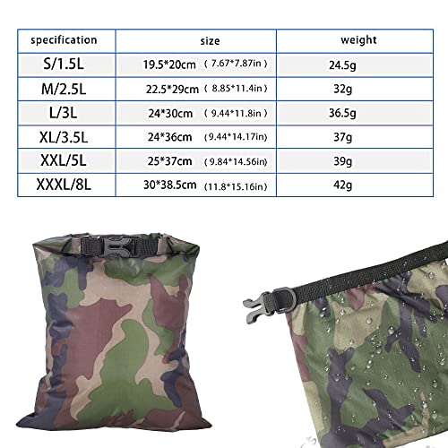 Dry Bag, 6-Pack Ultralight Dry Sack, Outdoor Roll Top Drybags (6 Count)