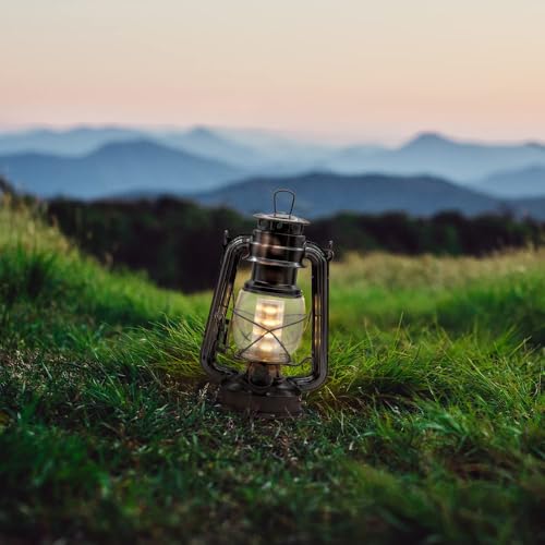 LED Vintage Lantern Metal Hanging Hurricane 12 LED Dimmer Switch Warm White Battery Operated Lantern Power Outage Indoor Camping Lighting Outdoor Brooklyn Decoration