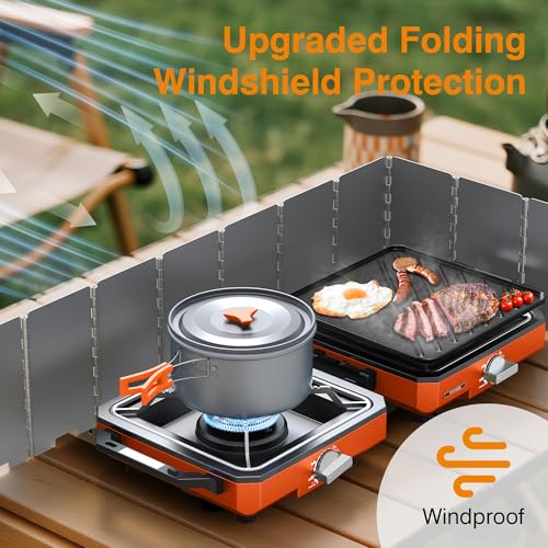2 Burner Camping Stove with Windshield