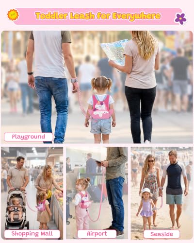 3 in 1 Toddler Harness Leash with Key Lock for Girls Cute Unicorn
