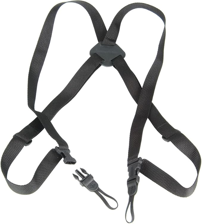 OP/TECH USA Bino/Cam Harness with Quick Release – Dual Camera Harness & Shoulder Strap – DSLR Camera Strap – Binocular Harness for Hiking – Webbing, Black - Made in USA