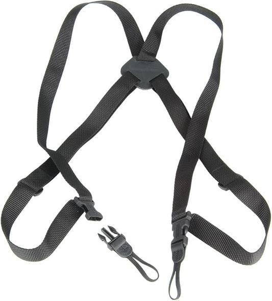 OP/TECH USA Bino/Cam Harness with Quick Release – Dual Camera Harness & Shoulder Strap – DSLR Camera Strap – Binocular Harness for Hiking – Webbing, Black - Made in USA