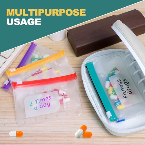 A7 Waterproof Pill Organizer with 7 PCS L Size Zippered Pill Pouches for A7 Binder (7 Count)