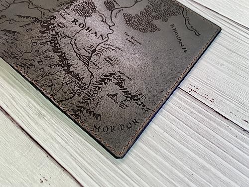 Handmade genuine Leather Wallet Map engrave