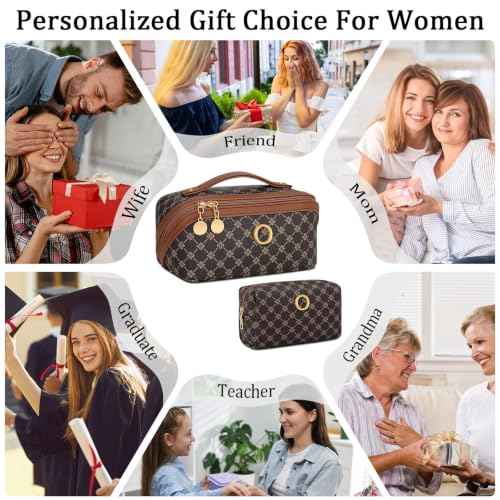 Initial Makeup Bag Personalized Gift for Women Teen Girls