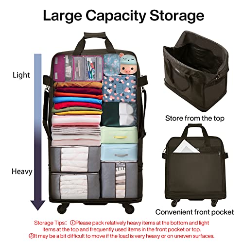 Suitcases with Wheels Expandable Foldable Luggage Bag Suitcase Collapsible Rolling Travel Bag Duffel Bag for Men Women Lightweight Suitcases without Telescoping Handle