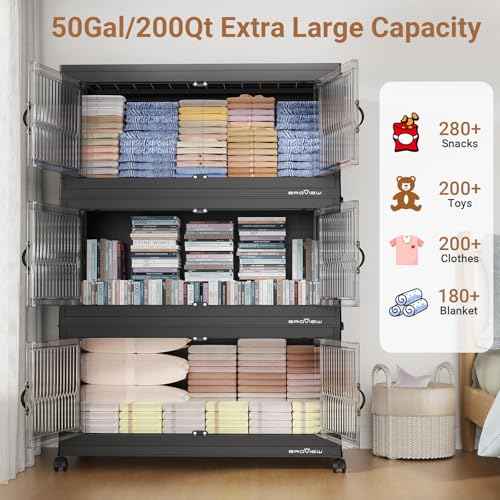 800Qt Extra Large Stackable Storage Bins with Lid (4 Count)