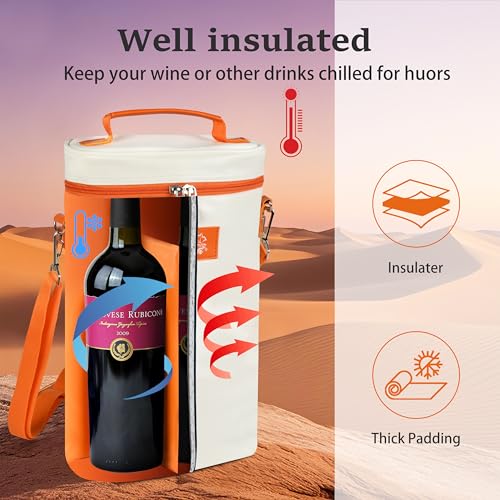 2 Bottle Insulated Wine Tote Carrier Bag