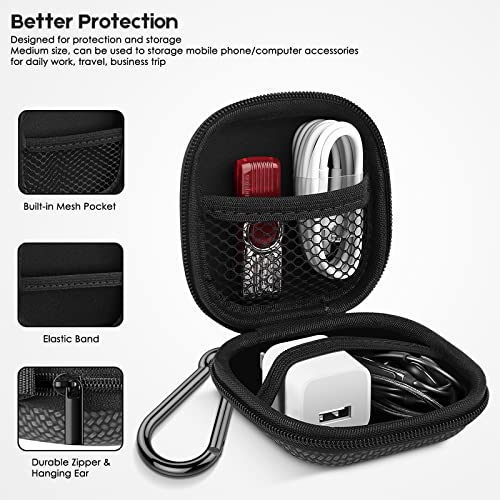 Earbud Case Hard EVA Earphone Carrying Case Cell Phone Accessories Storage Bag with Carabiner for Airpods Headset Earphone Flash Drive Charging Cable Key Wall Charger USB Adapter Cable